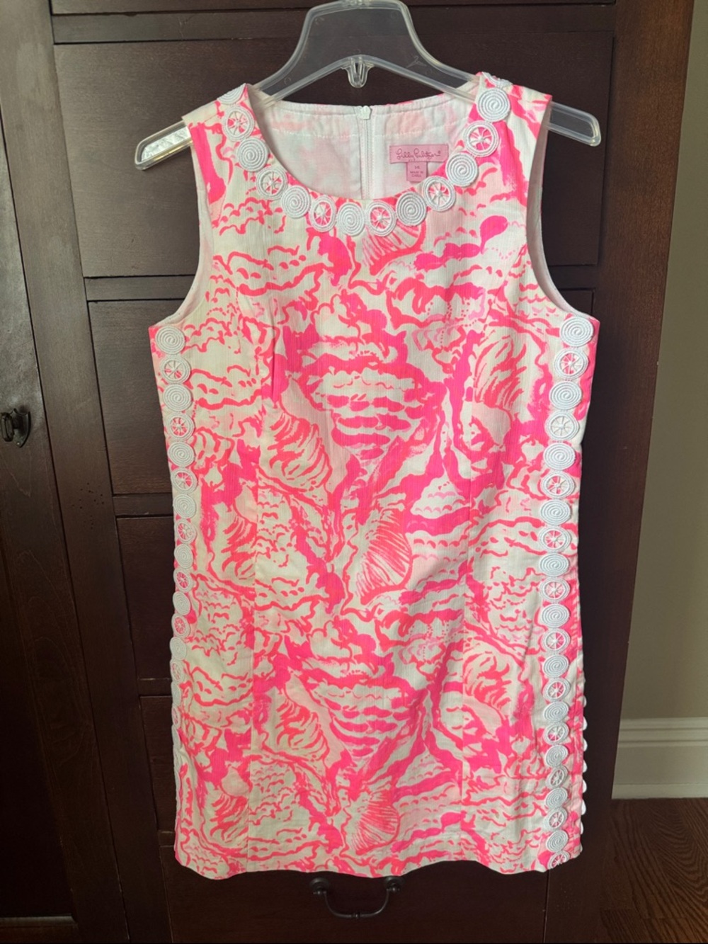 Lilly Pulitzer Neon Pink and White Shell-Print Shift Dress for Kids